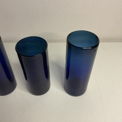 Hand blown Cobalt Blue Tumblers Set Of 4, Swirl