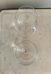 Pair of 2 Daum France Crystal Bellac Wine Tasting Glasses Tulip Sommelier Signed