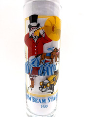 Jim Beam Drinking Glass Horse Racing Stakes Derby Spiral 1988 Festival 7″ Tall