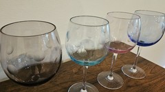 Waterford Crystal Marquis Polka Dot Wine Glasses (4) Multi-Color 8.5”