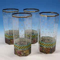 Vintage MacKenzie Childs Cry – Garland Formal Dot – 4 Glass Highball Tumblers