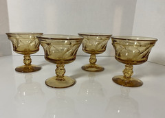 Vintage Set of 4 Fostoria Jamestown Amber 4 1/4” Champagne Sherbet Glasses