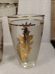 Vintage~MCM~4 Libbey Golden Foliage~5 .5”T~ Glass Tumblers~14oz to Rim(DR4)