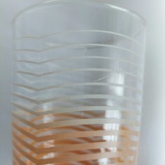 2 VTG Anchor Hocking Tumblers 12oz Glasses Orange Stripe MCM 1970s