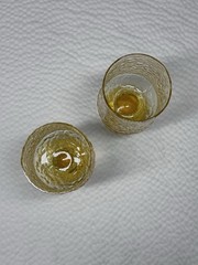 Set of 2 Lenox Hand Blown Crystal Amber Yellow Goblets Impromptu USA
