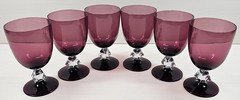 (6) Bryce Aquarius Amethyst Water Goblets Set Vintage Geometric Stemware MCM Lot