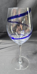Pier 1 Crystal Swirline Swirl LineCobalt Water Goblet 9 «