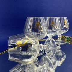 Napoleon Cognac Crystal Ball Set Of 4 Brandy Snifters Glasses N Gold Crown 5”