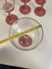 8 Vintage 1980’s Ingrid of Chicago Plastic Long Stem Wine Glasses Pink Poolside