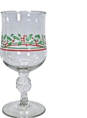 Arbys Christmas Holly Berry Glasses GoldRim Bow Stem Wine Water Goblets Set Of 4