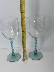 Vintage Cristal D’Argues»Angelique Aqua» Wine Glasses 8″ Tall PAIR