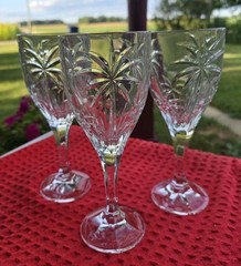 Godinger Crystal PALM TREE South Beach Collection WATER GOBLETS Set of 3 * NEW