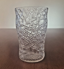 Set Of 8 L.E. Smith By Cracky Clear Crackle Glass Juice Tumblers 3 5/8” Vintage