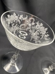 Vinyage Tiffin June Night Etched Crystal Champagne Coupe Cocktail Glasses Set/2