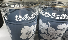 Set of 8 Vintage Hazel Atlas Dogwood Wedgewood Blue White Tumbler Glasses 1960s