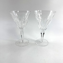 Pair Waterford Sheila Cut Crystal Water Glasses 7″ High
