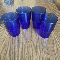 VTG 4 Libbey Crisa Boston Cobalt Blue Cooler Glass 8 Panels 16oz 5 3/8 Tall MCM