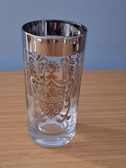 VTG Set Of 2 Kimiko Guardian Shield Crest Barware Glasses Highball Silver