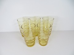Vintage Federal Glass Amber Ringed Tumber (Set of 5)