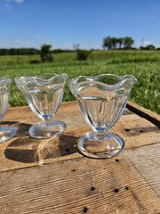 Vintage Retro MCM Anchor Hocking Tulip Glass Ice Cream Sundae Dessert Cups Set 4