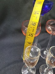 Set/7 Multicolored Long Stem Liqueur Cordial Shot Glasses “Fancy” EUC. 46