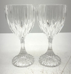 Set of 2 Crystal Clear Wine Glasses Ribbed Stemmed Pattern Glassware 6 3/4″