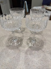 Vintage Cristal d’ Argues Champagne Coupe Glasses Diamond Cut Stemware Set 4