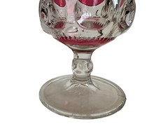 Set 4 Tiffin King’s Crown Thumbprint Ruby Red Flashed Top & Bottom Water Goblets