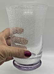 Crystal Seeded Bubble Double Old-Fashioned Glass Effervescence Purple Vintage