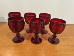 Vintage Imperial Glass Provincial Dark Ruby Red Goblets Set of 6 MCM