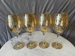 Cristalleria Fratelli Fumo amber wine glasses Set Of 4 Made In Italy Excellent