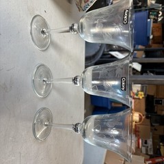 Vintage Crystal Etched Floral Design Wine Glasses For Gift Set of 3