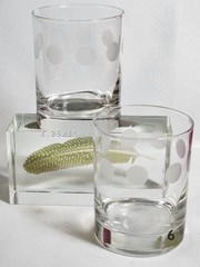 Vintage Antique Unique Design Crystal Clear Old Fashioned Water Glasses Set 2