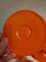 SALE! WAS 50 VTG MCM HAZEL ATLAS 9PC ORANGE OVIDE PLATONITE LITTLE HOSTESS 1950S