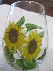 painted Sunflower Helianthus Annuus stemless Portmeirion Botanic Garden glass