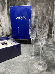 MIKASA 7oz CHAMPAGNE TOASTING FLUTES, Crystal, 2PC SET – OPEN BOX