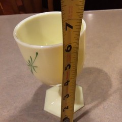 HEISEY Uranium UG Custard Glass Stemmed Goblet Souvenir Excelsior Springs, MO