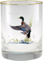Culver Ned Smith 22K Gold Rim Waterfowl DOF Double Old-Fashioned Glasses, 13.5-O