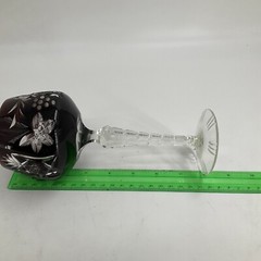 Vintage Imperlux Germany Burgundy Cut to Clear Crystal Goblet Dark Red Excellent