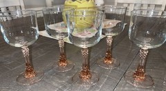 Set of 5 Cristal d’Arques Durand ROSE/Pink 8 oz Water/Wine Goblets, France 8″