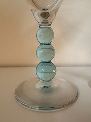 Vintage UV Reactive Cordial Glasses, Graduated Ball Stem, Mid Century Barware