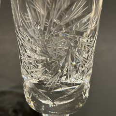 Set of 2 Hand Blown Cut Glass Crystal Hobstar and Pinwheel Cordial Glasses 4.5″