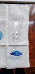 8 Piece Morgantown Balliernia Stems Blue foot Optic Bowl Water or Wine POST WWII