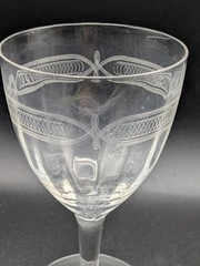 Set of 2 Vintage Needle Etched Crystal Goblets