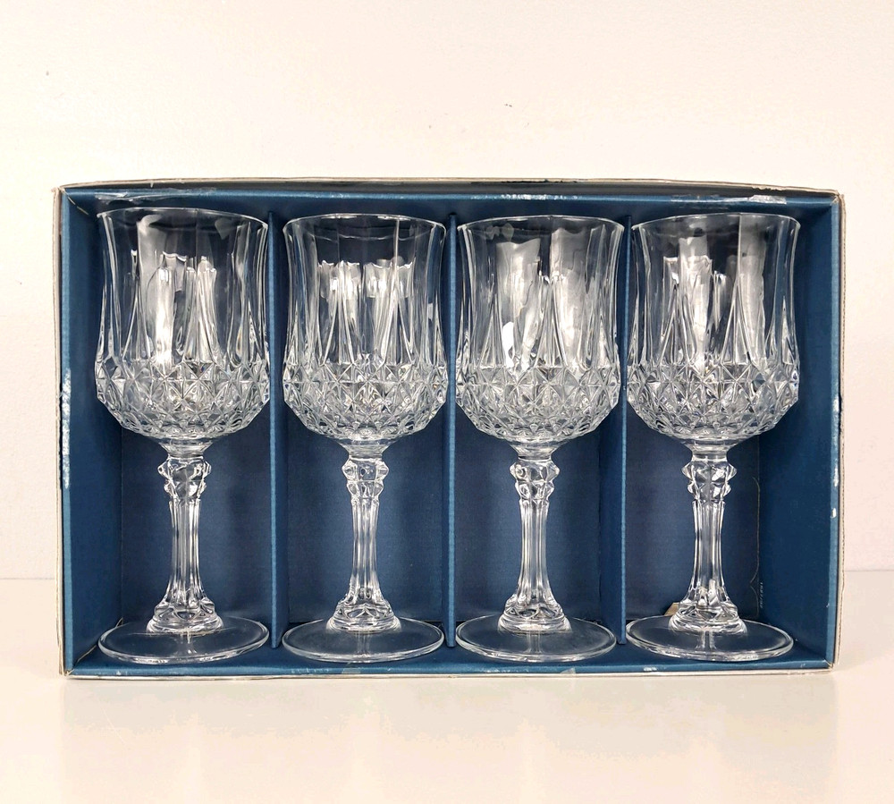 LONGCHAMP Cristal d’Arques Lead Crystal Wine Glass Set of 4 France 8 3/4oz