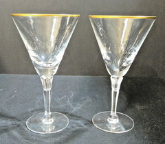 Simple Elegance Fostoria Golden Flair set of 2 Wiine Stems 5/3/8″