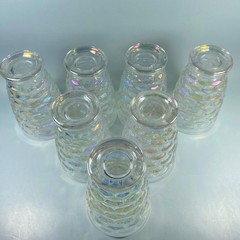Federal Glass Set of 7 Colonial Iridescent Thumbprint 8oz Tumblers 1960s