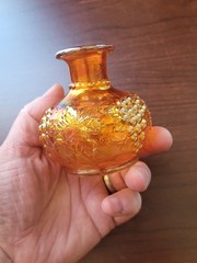 Nice Marigold Dugan Carnival Glass Vintage Pattern Perfume Bottle No Stopper