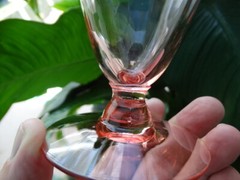 Fry Pink Glass Regular Optic 11.5 oz Footed Tumbler Very Good Used Condition