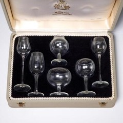Moser Club Vintage Clear Glass Physiognomic Miniature Snifters With Case